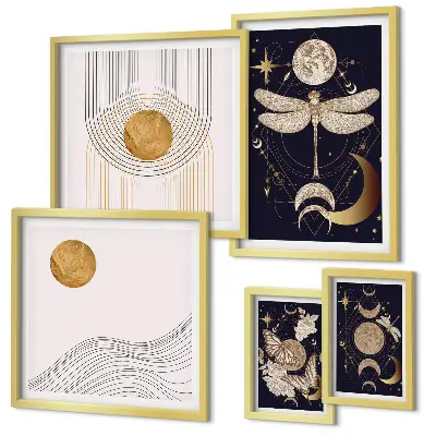 Set di quadri incorniciati con eleganti motivi di insetti spaziali
