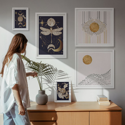 Set di quadri incorniciati Eleganti motivi di insetti spaziali