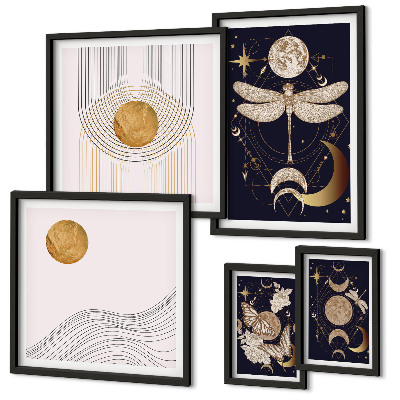 Set di quadri incorniciati Eleganti motivi di insetti spaziali