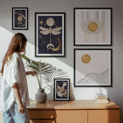 Set di quadri incorniciati Eleganti motivi di insetti spaziali