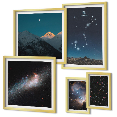 Set di 5 quadri Paesaggi cosmici di notte