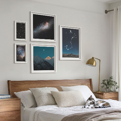 Set di 5 quadri Paesaggi cosmici di notte