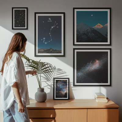 Set di 5 quadri Paesaggi cosmici di notte