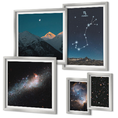 Set di 5 quadri Paesaggi cosmici di notte