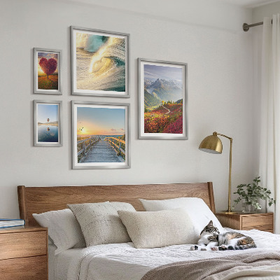 Set di 5 quadri Paesaggi montagne cuore onde palloncini