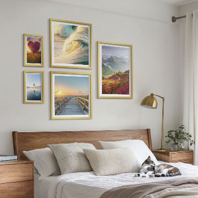 Set di 5 quadri Paesaggi montagne cuore onde palloncini