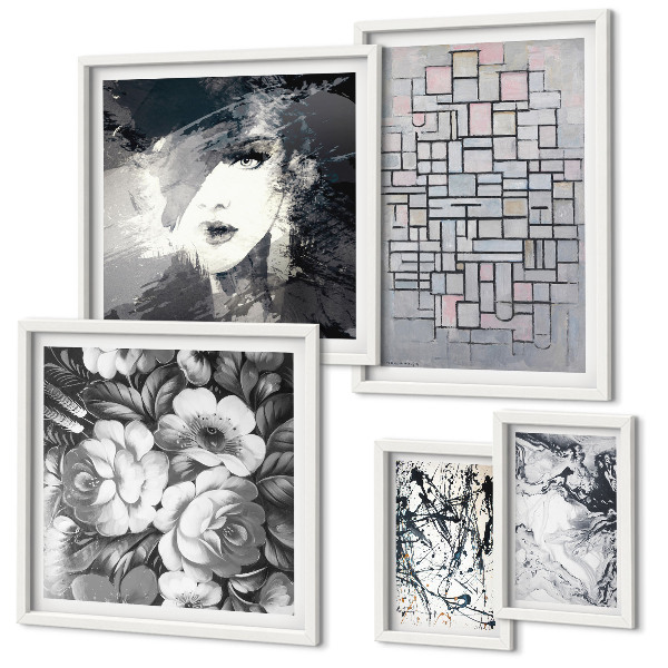 Set di quadri incorniciati Fiori astratti, ritratto moderno