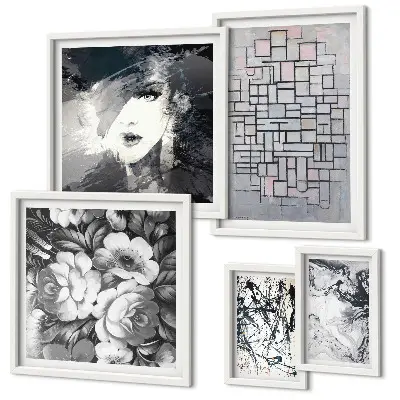 Set di quadri incorniciati fiori astratti in stile ritratto moderno