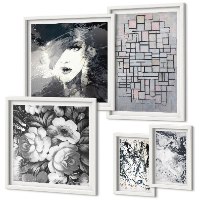 Set di quadri incorniciati Fiori astratti, ritratto moderno