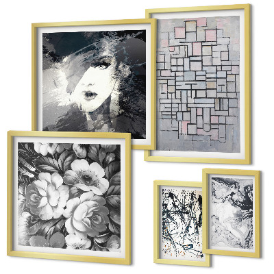 Set di quadri incorniciati Fiori astratti, ritratto moderno