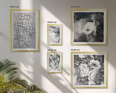 Set di quadri incorniciati fiori astratti in stile ritratto moderno