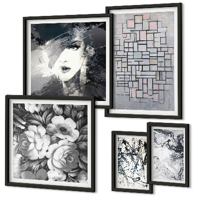 Set di quadri incorniciati Fiori astratti, ritratto moderno