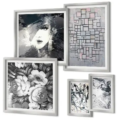 Set di quadri incorniciati fiori astratti in stile ritratto moderno