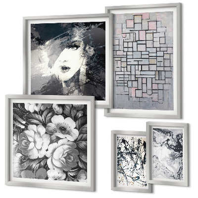 Set di quadri incorniciati Fiori astratti, ritratto moderno