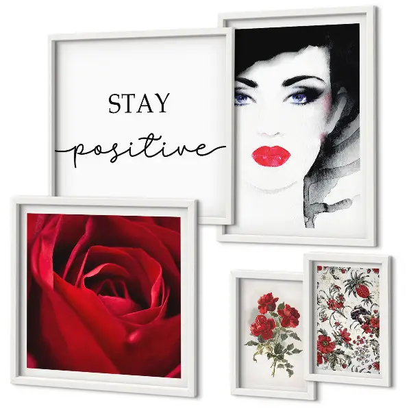 Polittico con cornice ritratti di donne con fiori in stile vintage