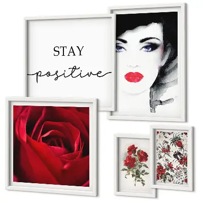 Polittico con cornice ritratti di donne con fiori in stile vintage