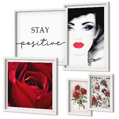 Polittico con cornice Ritratti di donne con fiori vintage
