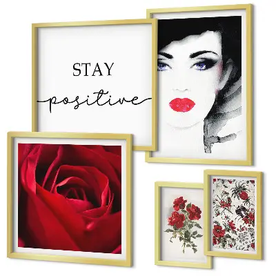 Polittico con cornice ritratti di donne con fiori in stile vintage