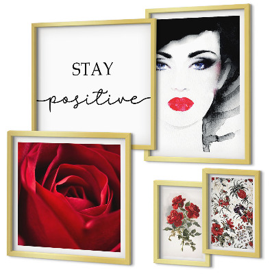 Polittico con cornice Ritratti di donne con fiori vintage