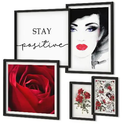 Polittico con cornice ritratti di donne con fiori in stile vintage