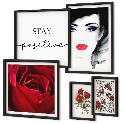 Polittico con cornice Ritratti di donne con fiori vintage