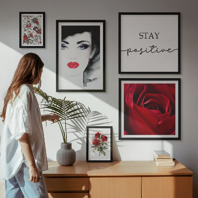 Polittico con cornice Ritratti di donne con fiori vintage