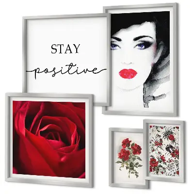 Polittico con cornice ritratti di donne con fiori in stile vintage