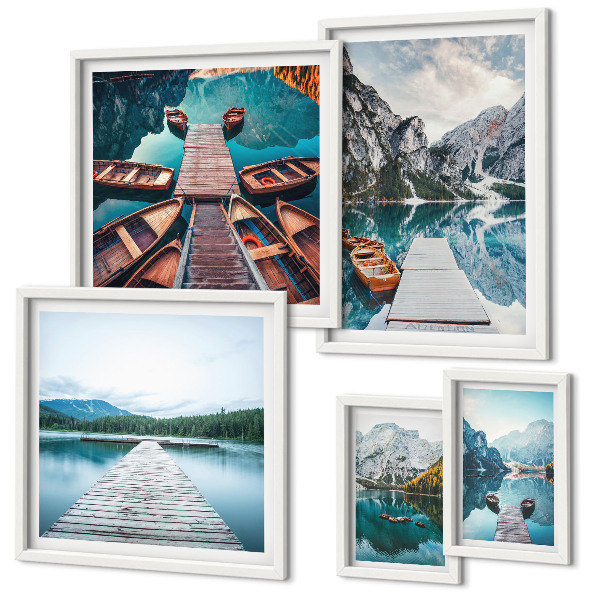 Set di 5 quadri Paesaggi montani, percorsi acquatici