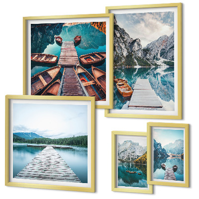 Set di 5 quadri Paesaggi montani, percorsi acquatici