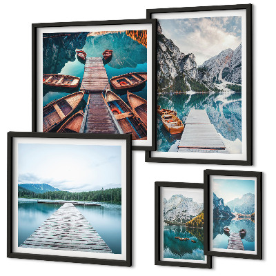 Set di 5 quadri Paesaggi montani, percorsi acquatici