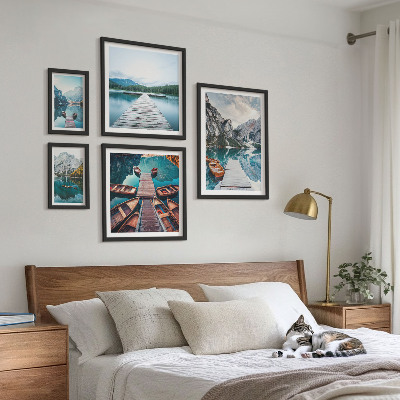 Set di 5 quadri Paesaggi montani, percorsi acquatici