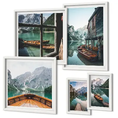 Set di quadri incorniciati paesaggio montano con laghi