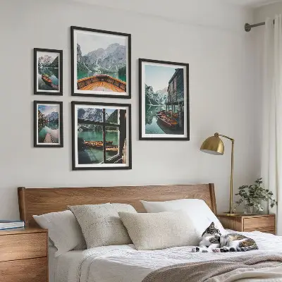 Set di quadri incorniciati paesaggio montano con laghi