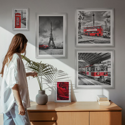 Set di 5 quadri Icone architettoniche e veicoli