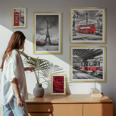 Set di 5 quadri Icone architettoniche e veicoli