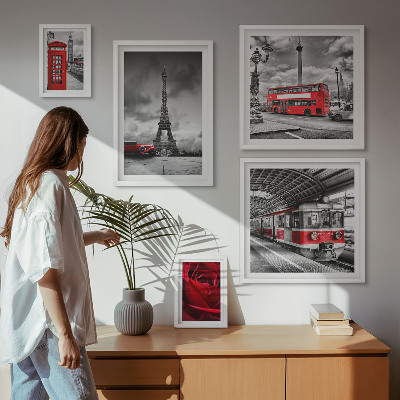 Set di 5 quadri Icone architettoniche e veicoli
