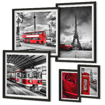 Set di 5 quadri Icone architettoniche e veicoli