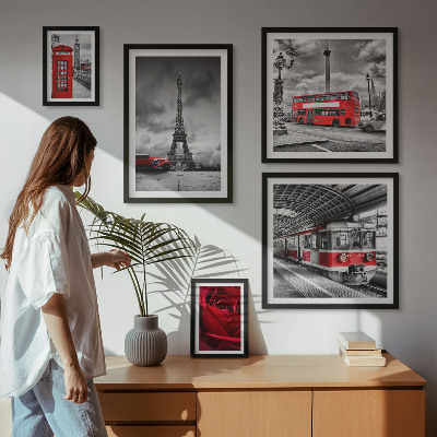 Set di 5 quadri Icone architettoniche e veicoli