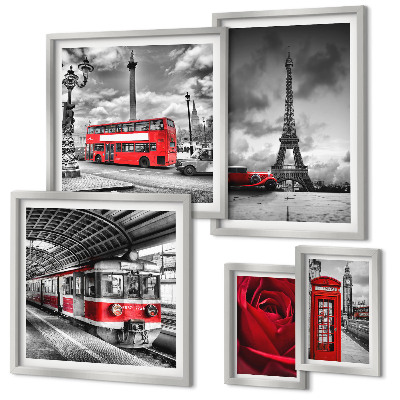 Set di 5 quadri Icone architettoniche e veicoli