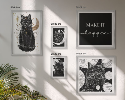 Set di quadri incorniciati Gatti neri spazio boho
