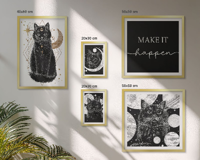Set di quadri incorniciati Gatti neri spazio boho