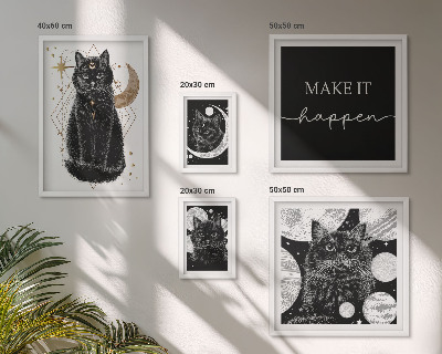 Set di quadri incorniciati Gatti neri spazio boho