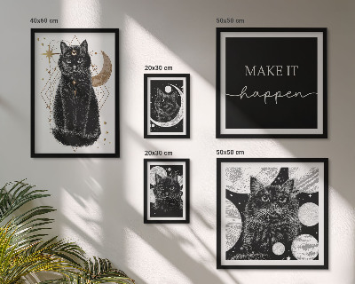 Set di quadri incorniciati Gatti neri spazio boho