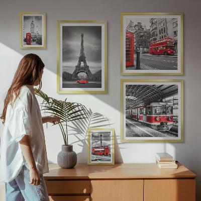 Polittico con cornice Eleganti vedute di Londra e Parigi
