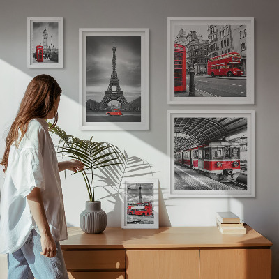 Polittico con cornice Eleganti vedute di Londra e Parigi
