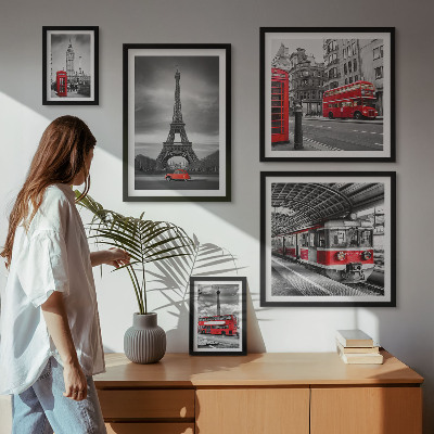 Polittico con cornice Eleganti vedute di Londra e Parigi