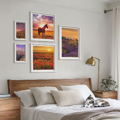Set di quadri incorniciati Paesaggi naturali cavalli fiori