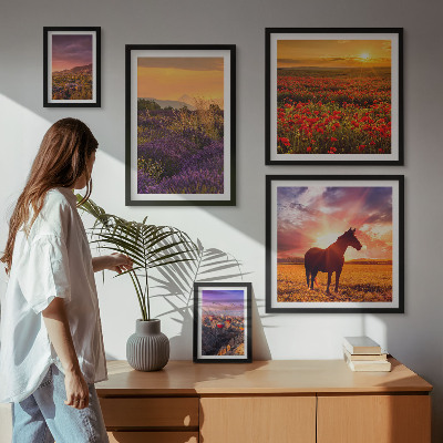 Set di quadri incorniciati Paesaggi naturali cavalli fiori