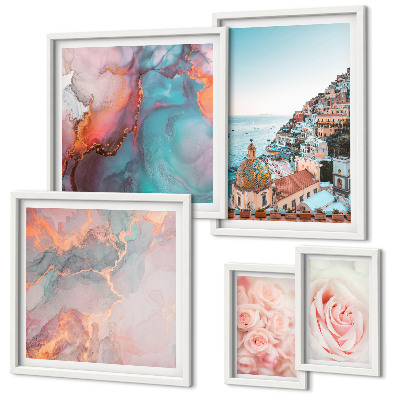 Polittico con cornice Romantici paesaggi rosa