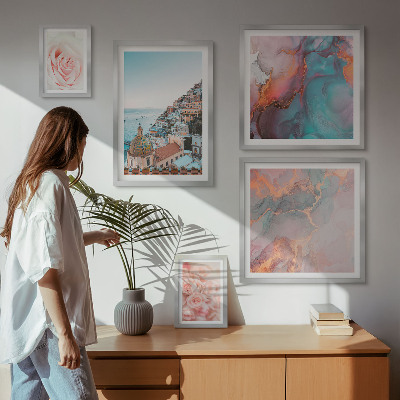 Polittico con cornice Romantici paesaggi rosa